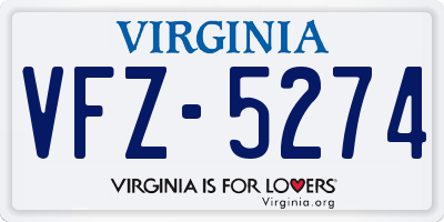 VA license plate VFZ5274