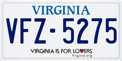 VA license plate VFZ5275