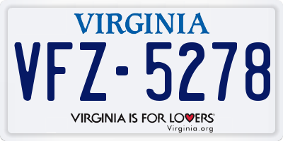 VA license plate VFZ5278