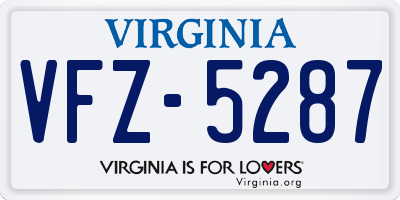 VA license plate VFZ5287