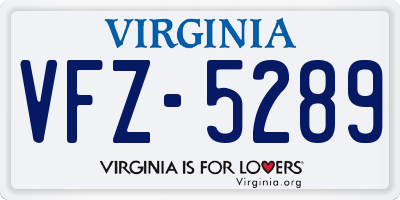 VA license plate VFZ5289