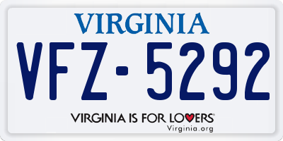 VA license plate VFZ5292