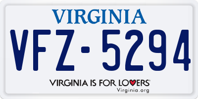 VA license plate VFZ5294