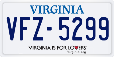 VA license plate VFZ5299