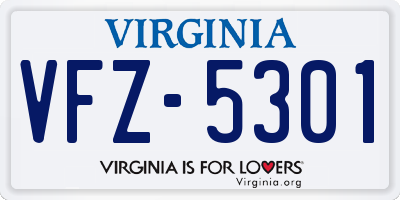 VA license plate VFZ5301