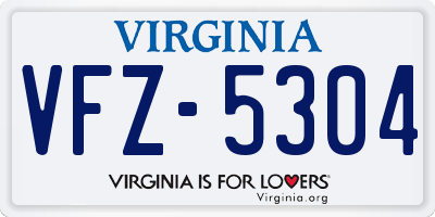 VA license plate VFZ5304