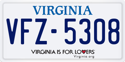 VA license plate VFZ5308