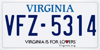 VA license plate VFZ5314