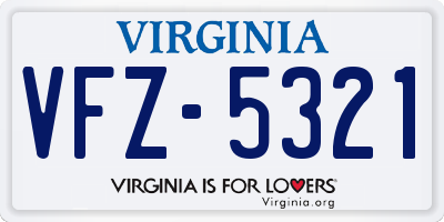 VA license plate VFZ5321