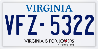 VA license plate VFZ5322