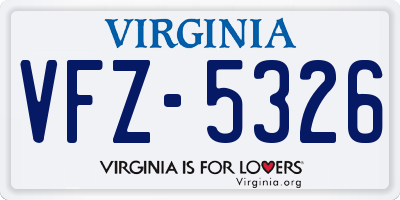 VA license plate VFZ5326