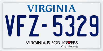 VA license plate VFZ5329