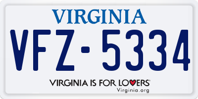 VA license plate VFZ5334
