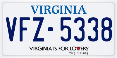 VA license plate VFZ5338