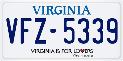 VA license plate VFZ5339