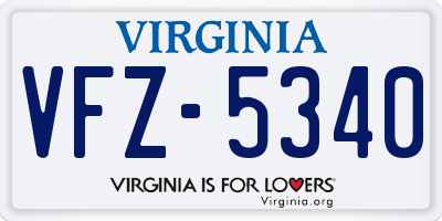 VA license plate VFZ5340