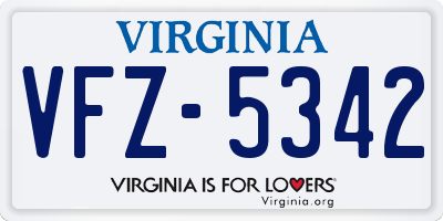 VA license plate VFZ5342