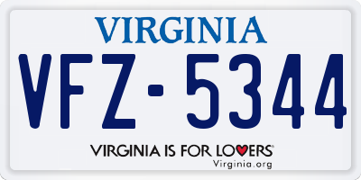 VA license plate VFZ5344