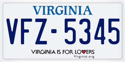 VA license plate VFZ5345
