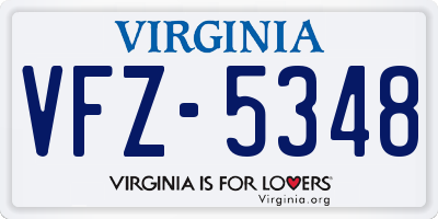 VA license plate VFZ5348
