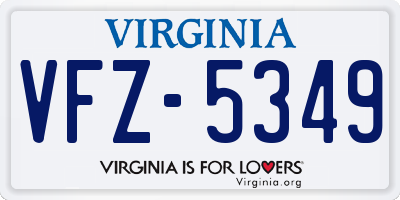 VA license plate VFZ5349