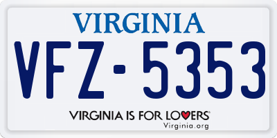 VA license plate VFZ5353