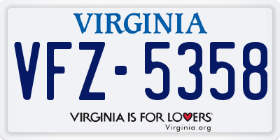 VA license plate VFZ5358