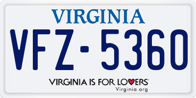 VA license plate VFZ5360