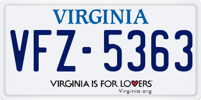 VA license plate VFZ5363