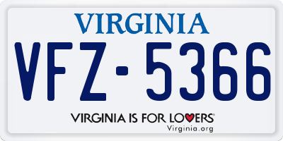 VA license plate VFZ5366