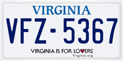 VA license plate VFZ5367