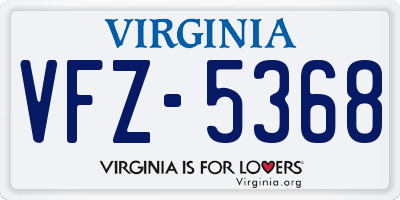 VA license plate VFZ5368