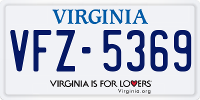 VA license plate VFZ5369