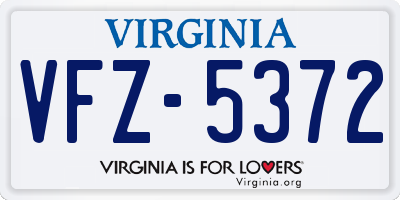 VA license plate VFZ5372