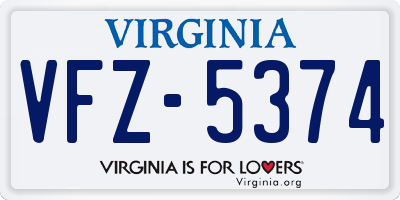 VA license plate VFZ5374
