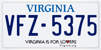 VA license plate VFZ5375