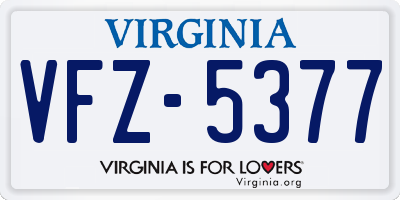 VA license plate VFZ5377