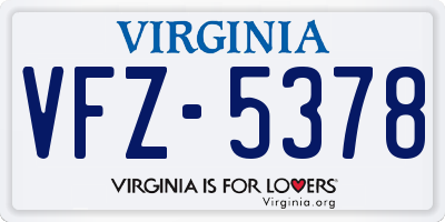 VA license plate VFZ5378