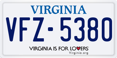 VA license plate VFZ5380