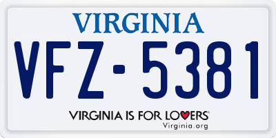 VA license plate VFZ5381