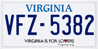 VA license plate VFZ5382