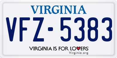 VA license plate VFZ5383