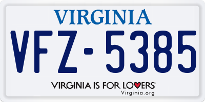 VA license plate VFZ5385