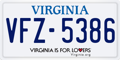 VA license plate VFZ5386