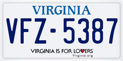 VA license plate VFZ5387