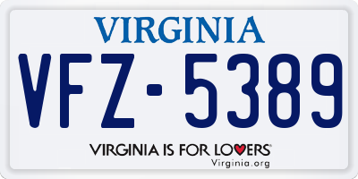 VA license plate VFZ5389