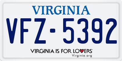 VA license plate VFZ5392