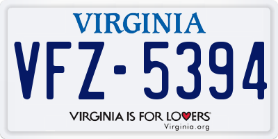 VA license plate VFZ5394