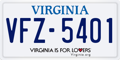 VA license plate VFZ5401