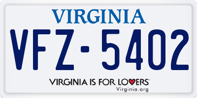 VA license plate VFZ5402